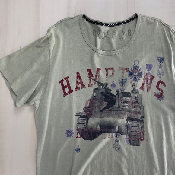 COHESIVE mens graphic tee SOFT thin cotton green artsy XL army tank - Picture 3 of 8